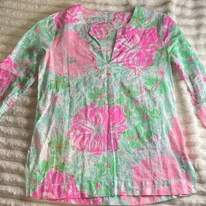 Lilly Pulitzer Pink and Green Floral Tunic